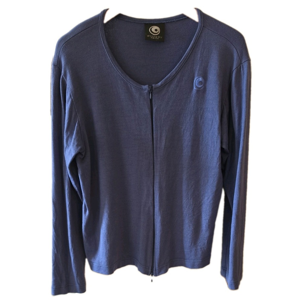 Glowing Sky 100% Natural New Zealand Merino Wool  Womens  Size 16 Light Blue Zip
